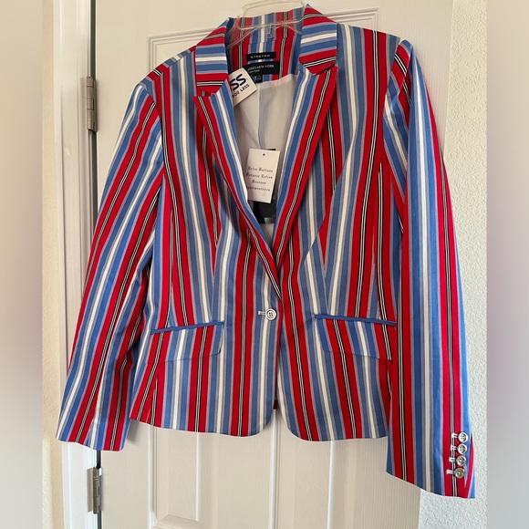 NWT Jones New York Signature Coral Sea Multi Striped Blazer - Picture 3 of 5